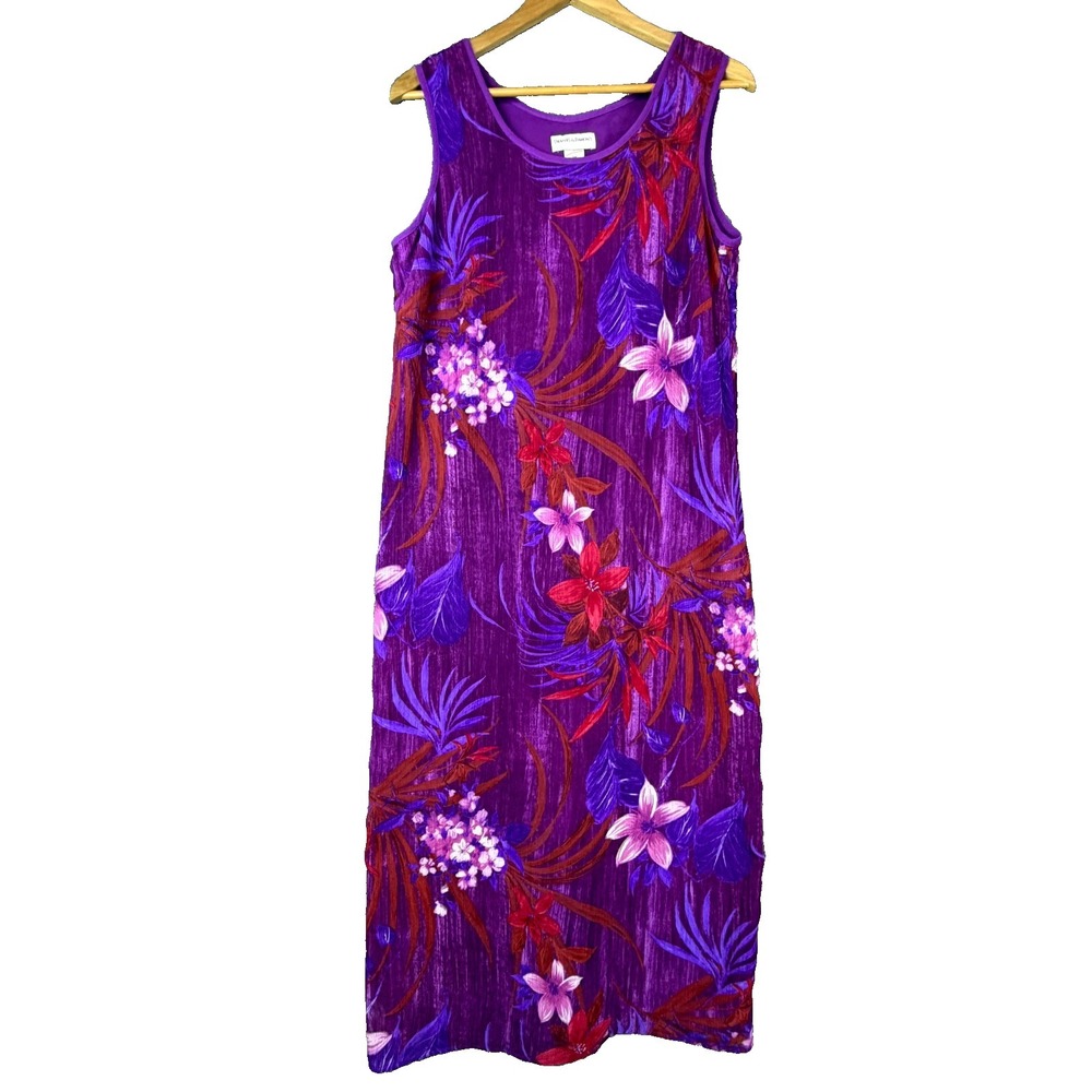 Draper's‎ & Damon's Shift Dress Womens Medium Petite Purple Floral Hawaiian
